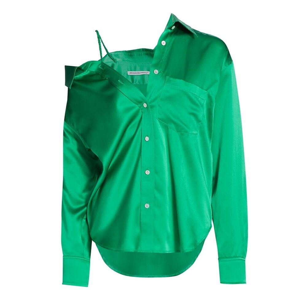 Alexander Wang Satin Poison Ivy Off The Shoulder Blouse Size XS